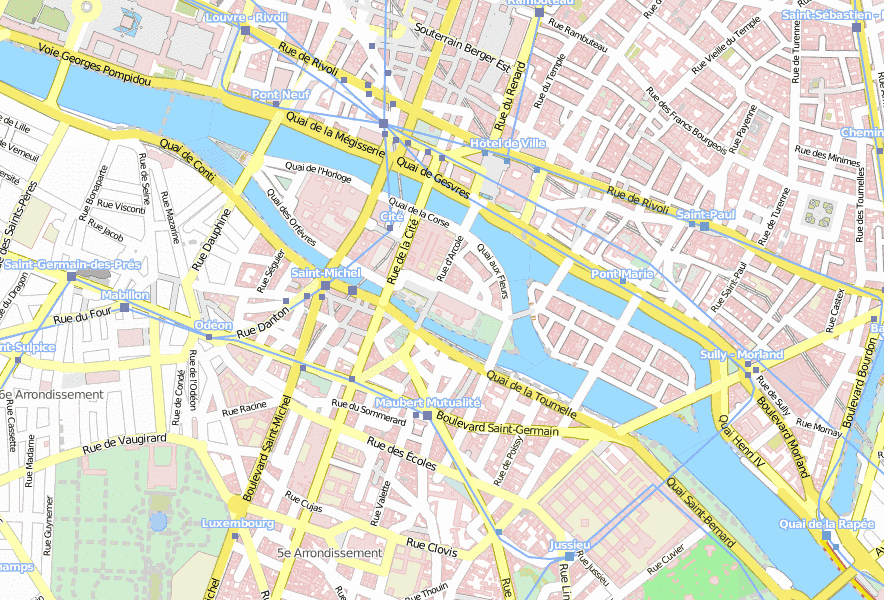 Notre-Dame-Stadtplan mit Satellitenbild und Hotels von Paris