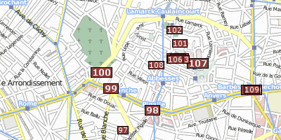 Stadtplan Butte Montmartre Paris