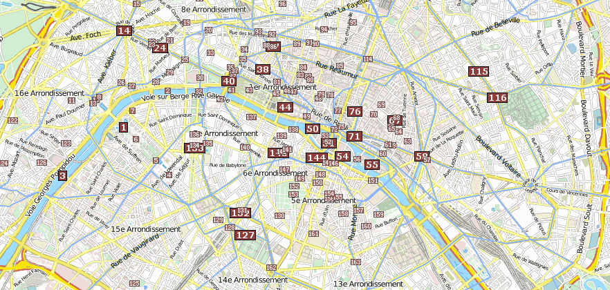 Reiseführer von Paris und Sehenswürdigkeiten in Paris  per Landkarte